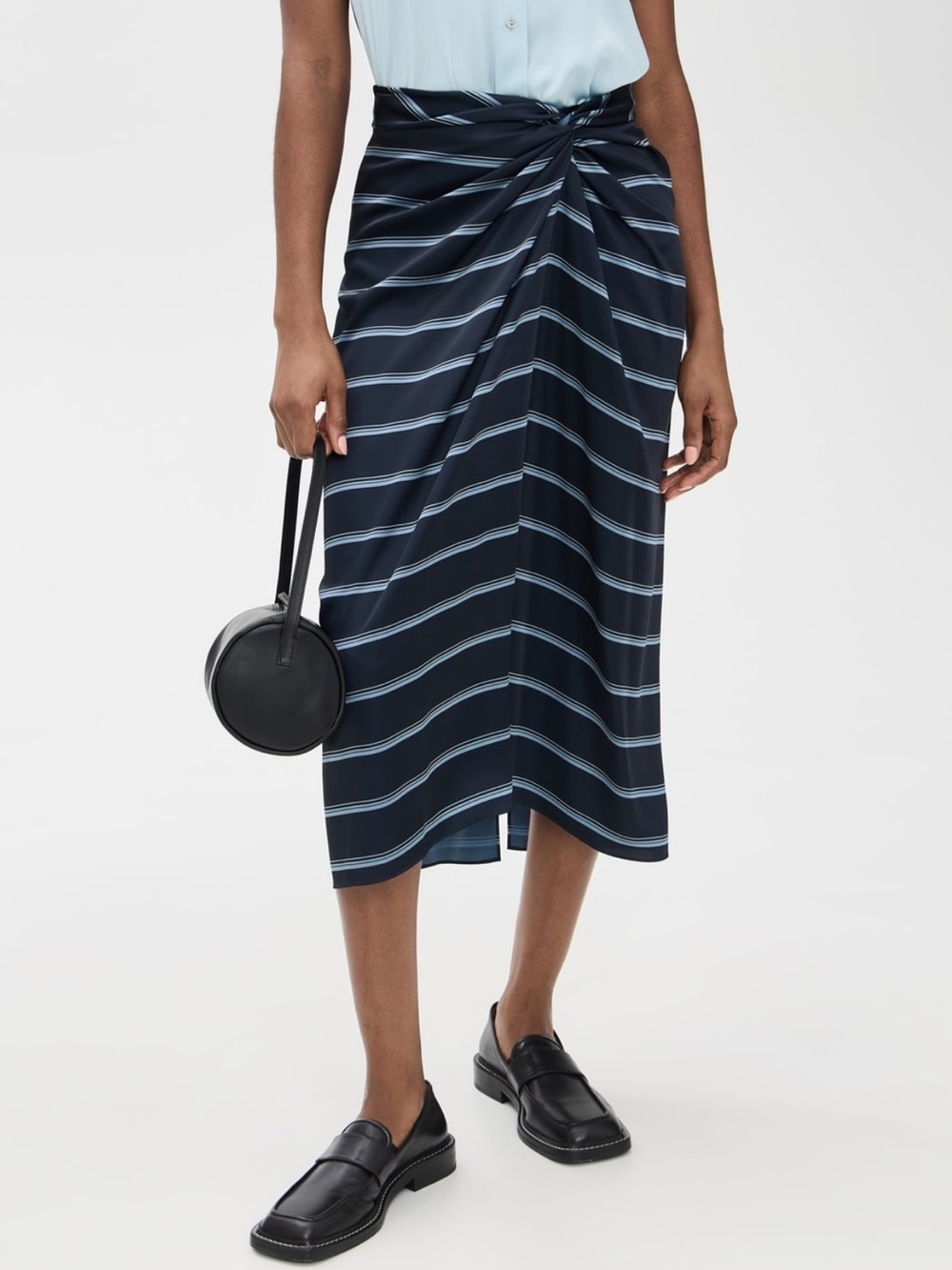 Vince Rugby Stripe Gathered Midi Skirt Size 00